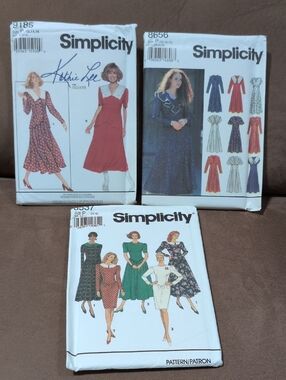 Simplicity Vintage Sewing Patterns Lot of 3 Misses' Dresses, Sizes 12-14-16